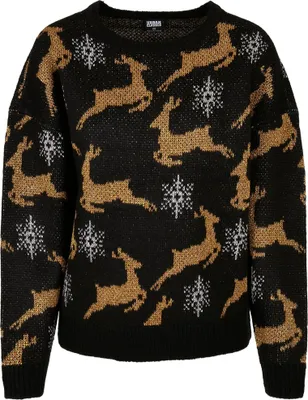 Obrázok produktu pre Dámsky sveter Urban Classics Ladies Oversized Christmas Sweater black/gold - S