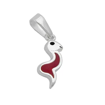 Produktbild von Anhänger 16x6mm Schlange rot-silber lackiert Silber 925 silber 16x6mm
