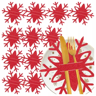 Produktbild von Czakos Besteckhüllen Schneeflocke 12 Stück Weihnachtsdeko