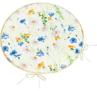 Produktbild von Sitzkissen Adele rund glatt - Durchmesser 40 cm - Blau, Gelb, Weiß