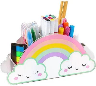 Produktbild von Acryl-penhalter für den Schreibtisch, Regenbogenfarben, Organizer für Bürobedarf und Accessoires