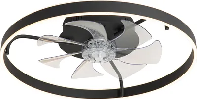 Zdjęcie produktu dla Wentylator sufitowy czarny 70 cm z LED z możliwością ściemniania i pilotem - Maddy