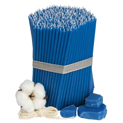 Produktbild von 350 Stk Kirchliche Blaue Bienenwachskerzen № 140 - 1 Kg, Länge 16 cm