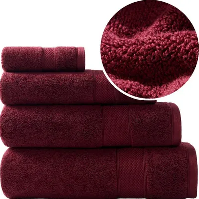 Zdjęcie produktu dla Ręcznik Do Rąk Twarzy Kąpielowy Bawełniany 100% Bawełna 100X150 Leo Bordo
