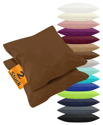 Productafbeelding van Set van 2 kussenslopen van jersey-katoen, effen, ongeveer 80 x 80 cm, chocoladebruin