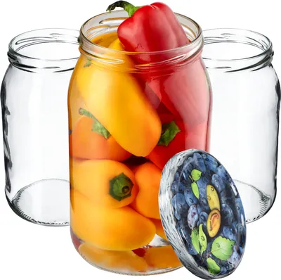 Image de KADAX bocaux 900 ml, bocaux à couvercle à visser, bocaux à confiture, bocaux à provisions, bocaux à conserves (48 pièces, pruneaux)