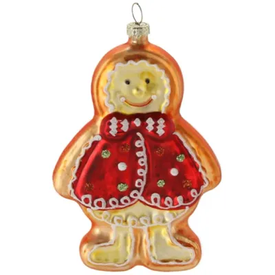 Produktbild von MIKONI Weihnachtskugel | Lebkuchen (11,7cm x 7,8cm x 2,4cm) | aus GLAS, Christbaumkugel, Mundgeblasen, Handbemalt, Christbaumschmuck, Zapfen