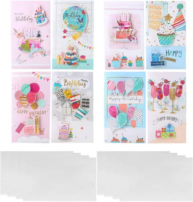 Immagine prodotto di Set di biglietti di auguri, 8 pezzi, dimensioni 21,5 x 24 cm, con buste, ideali per occasioni speciali