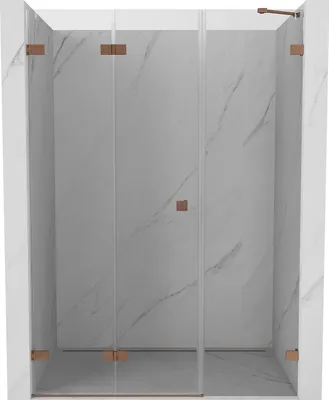 Zdjęcie produktu dla Mexen Lunar-F drzwi prysznicowe składane lewe 140 cm, transparent, miedź szczotkowana - 836S-140-050-65-00-L