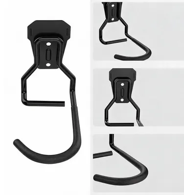 Image de Support mural pour vélos - Lot de 4 - Crochet robuste - Construction solide - Rangement vertical - Idéal pour le garage - Facile à installer
