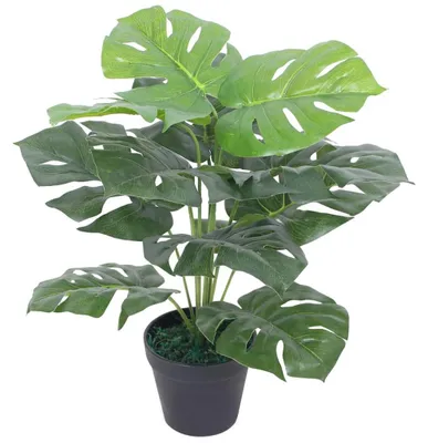 Produktbild von Monstera Kunstpflanze 45 cm mit Topf, Realistische Dekopflanze für Wohnzimmer, Büro und Zuhause
