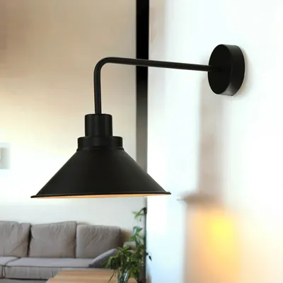 Produktbild von Wandleuchte Schwarz E27 Metall Industrial Wandlampe