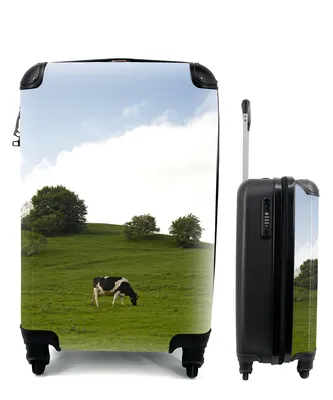 Produktbild von MuchoWow® Koffer Handgepäck Trolley Rollkoffer Kleine Reisekoffer mit 4 Rollen - Kuh - Tier - Landschaft - Cabin Size < 55x40x23 cm & 55x40x20 cm - Fotokoffer - Kabinenkoffer - Boardgepäck - Reise-Box - Reisekoffer - Reisegepäck - Koffer mit Bild - Trolley für Kinder