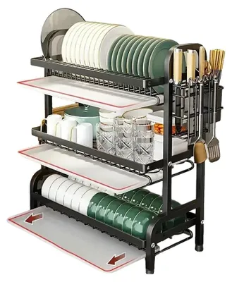 Produktbild von Geschirrabtropfgestell, 3-stufiges Design, leicht zu reinigende Ablagen, 3-stufig