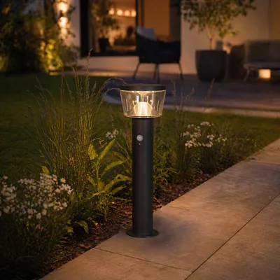 Produktbild von Solar Wegleuchte mit Bewegungssensor - 3 Modi - Premium-Solarfeld - H: 54cm - Edelstahl