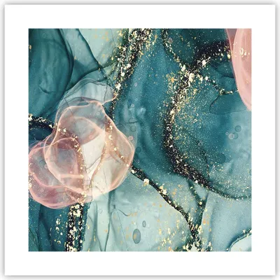 Produktbild von Poster - Poster ohne Rahmen - Flüssigkeit Gold Rosa - 40x40 cm - Wand Bild - Wanddeko - Wandbilder - Kunstposter - Wandposter - Bilder - Kunstdruck - Wanddekoration - Wandbild - P2XAC40x40-4817