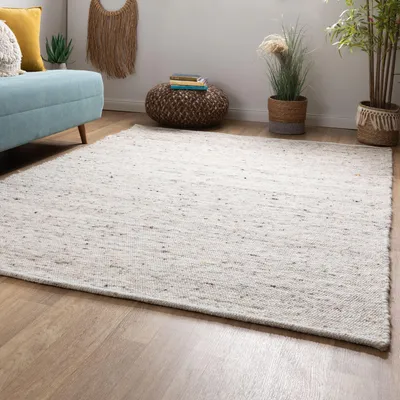 Produktbild von Steffensmeier Handweb Teppich Kos | Wolle (Schurwolle), Natur Dunkel, handgewebt, Größe: 160x230 cm Wohnzimmer und Schlafzimmer