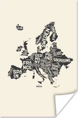 Produktbild von MuchoWow® Poster Illustration Karte von Europa 120x180 cm - Kunstposter