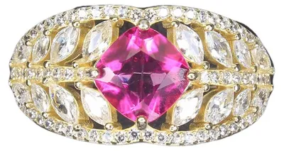 Produktbild von Ring aus 925er Silber mit rosa Topas und Zirkonia, Größe 17