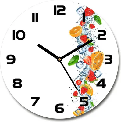 Produktbild von Wanduhr aus Glas 30fi Glasbild Glasuhr Gehärtetes Glas - schwarze-zeiger - Fruit with ice