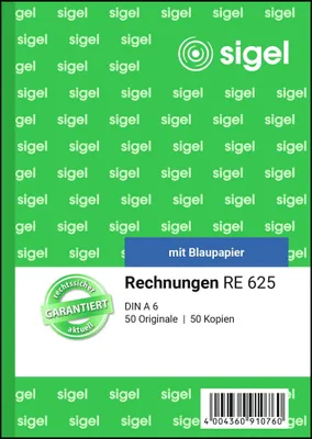 Produktbild von SIGEL RE625 Rechnungen, A6, mit Blaupapier, 2 x 50 Blatt