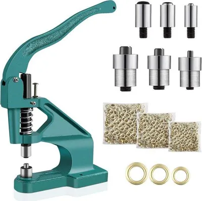 Obrázok produktu pre Profesionálna ručná lisovacia sada – 3 matrice – 900 očiek – 6 mm / 10 mm / 12 mm – na nízke nity – jednoduché skladovanie – súprava nástrojov