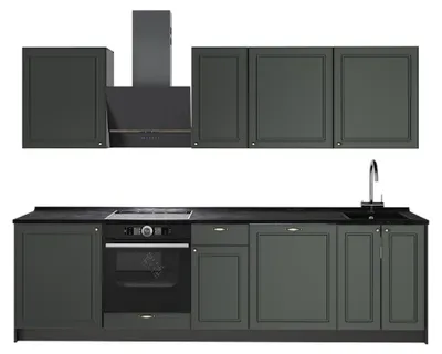 Obrázok produktu pre Kuchynka Vicco Fame-Line Zelený a zlatý vidiecky dom/antracitová 280 cm, AP Antracit, Model 64165