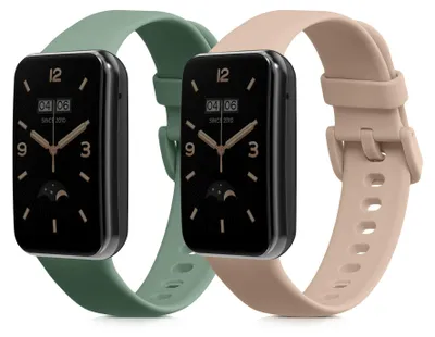 Produktbild von kwmobile 2x Uhrenarmband für Xiaomi Mi Band 7 Pro Armband - Fitnesstracker Band Set aus TPU Silikon - Ersatzarmband Smartwatch - Pastellgrün Altrosa