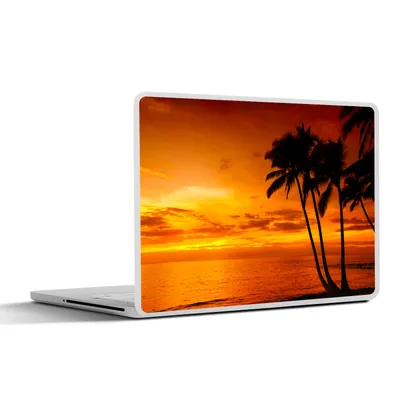 Produktbild von MuchoWow® Laptop Aufkleber Sticker Cover Palme - Sonnenuntergang - Tropisch - Orange - Meer 32.5x23.5 cm - Sticker für Laptop - Selbstklebend