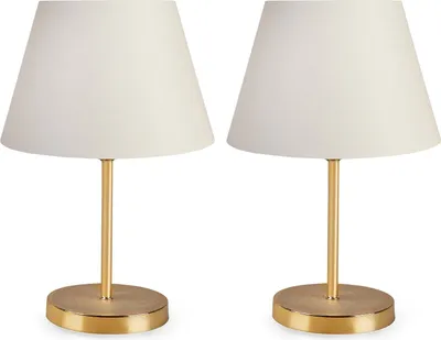 Produktbild von Opviq, Hochwertiges Tischlampen-Set (2 Stück), Creme, 37 cm hoch | 100% PVC, Metallbeine, Schirmdurchmesser: 22 cm | Elegantes Design für modernes Wohnen & Hotels.