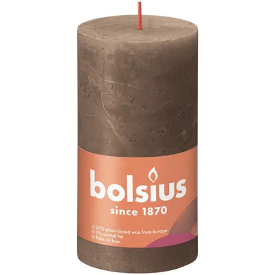 Produktbild von Bolsius Rustik Stumpenkerze wildleder braun, Höhe: 13 cm, Ø 6,8 cm