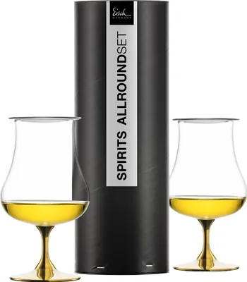 Zdjęcie produktu dla Eisch 2 Univ.Spirituosengläser 500/213gold+Aromadeck.GR GENTLEMAN 86551214/ 180444