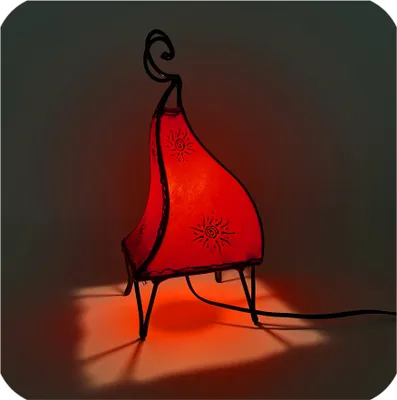 Produktbild von Orientalische Lampe Hennalampe marokkanische Lederlampe Tischleuchte Stehleuchte Mellah Sonne 35-38 cm, rot