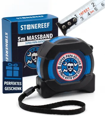 Produktbild von Maßband 5 m – Vatertagsgeschenk für Papa – Robustes Bandmaß mit Gummierung – Werkzeug-Geschenk für Heimwerker & Handwerker – Schwarz – Geschenkidee
