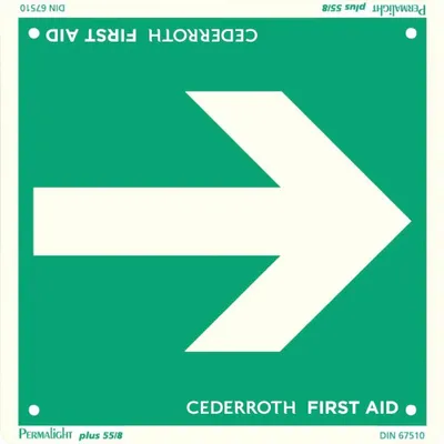 Produktbild von CEDERROTH Hinweisschild "Richtungspfeil" 200 x 200 mm nachleuchtend