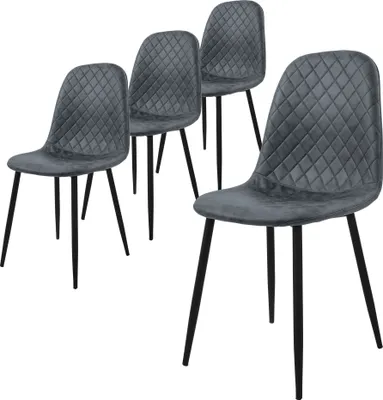 Zdjęcie produktu dla ML-Design zestaw 4 krzeseł do jadalni, antracyt, krzesło kuchenne z imitacji skóry, krzesło do salonu z oparciem, tapicerowane krzesło do stołu z metalowymi nogami