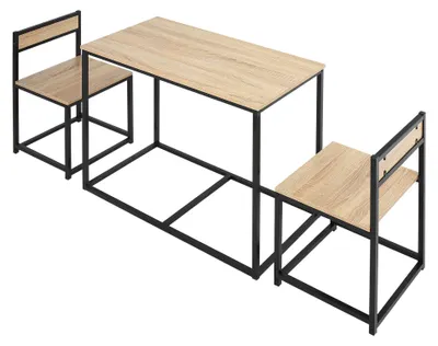 Immagine prodotto di Tavolo da pranzo con 2 sedie – Set da pranzo in stile industriale | Colore: Marrone | Dimensioni: 47x90x76 cm