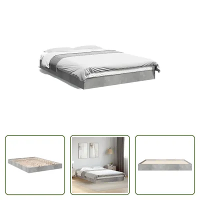Produktbild von The Living Store Bettgestell Betongrau 140x200 cm Holzwerkstoff