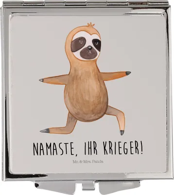Produktbild von Mr. & Mrs. Panda Kleiner Spiegel Faultier Yoga - Grau Pastell - Geschenk, Namaste, Taschenspiegel, Schminkspiegel, Kosmetikspiegel Klein, Handspiegel, Yogaübungen