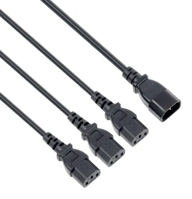 Obrázok produktu pre Vultech MU-UPS04 rozbočovací kábel z konektora IEC C14 na 3x IEC C13 | 1 m | 3000 W, 10 A, 250 V