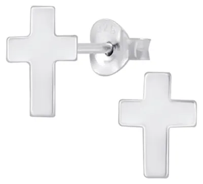 Produktbild von Kreuz Ohrstecker: 925 Silber Ohrringe Silber