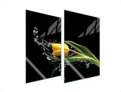 Produktbild von Herdabdeckplatten 2 teilig 35x52 Glaskeramikkochfeld Abdeckung Glas Schneidebrett Tulpe Schwarz