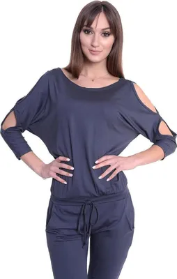 Produktbild von Damen Jumpsuits Sportlich Elegant 3/4 Arm ; Grafit/XS/S 34/36