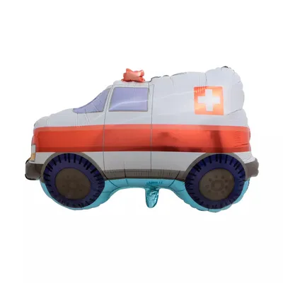Image de Ballon en plastique motif véhicule, ambulance, env. 59 x 80,5 cm