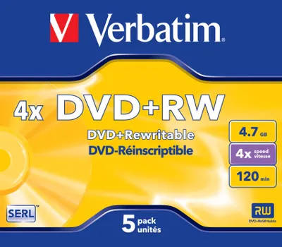 Produktbild von VERBATIM DVD+RW 4,7 GB 4x 5er-Pack
