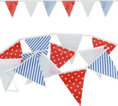 Produktbild von Wimpelkette 3 m Multicolor3 - Maritim blau, weiß, rot