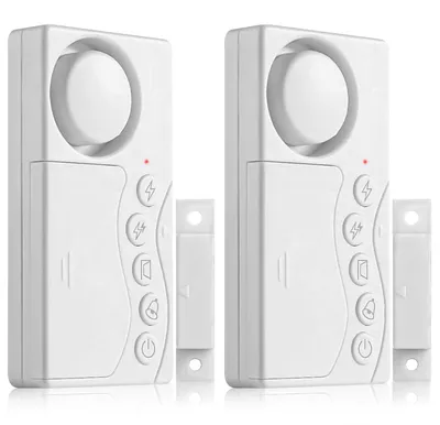 Productafbeelding van 2 stuks vries-deuralarm met tijdvertraging en 108 dB alarm voor thuisveiligheid