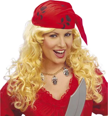 Produktbild von Blonde Damen Piratin Perücke mit Bandana