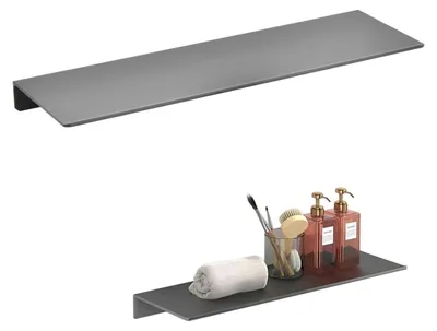 Produktbild von Wandregal 40 cm Aluminium Grau ohne Bohren für Bad Küche Büro