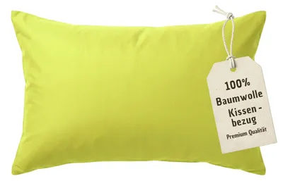 Produktbild von Kissenbezug 50x70 cm Grün | 100% Baumwolle | Atmungsaktive PREMIUM Kissenhülle mit verdecktem Reißverschluss